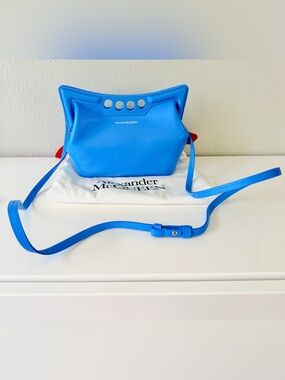 Alexander McQueen Mini The Peak Lapsis Blue Leather Calfskin Crossbody Clutch